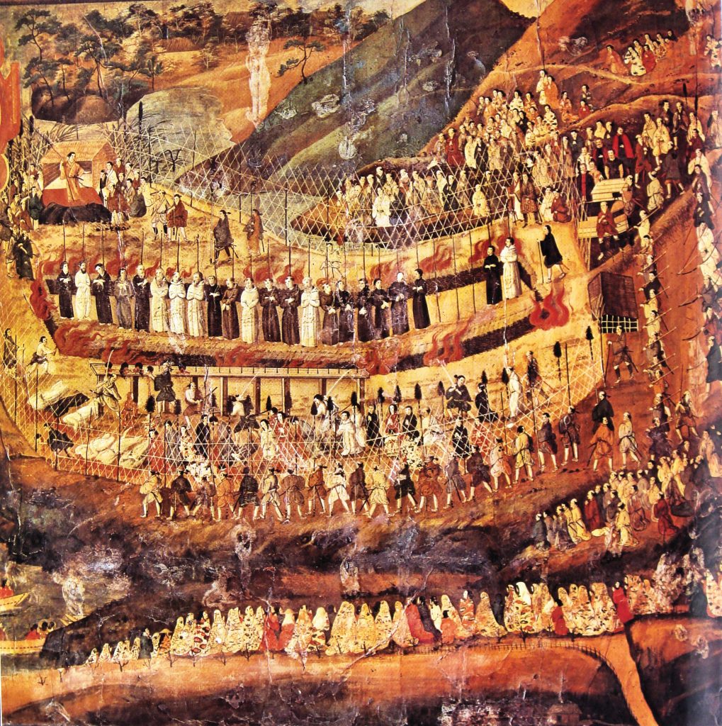 A painting showing 26 Catholics being crucified in Japan