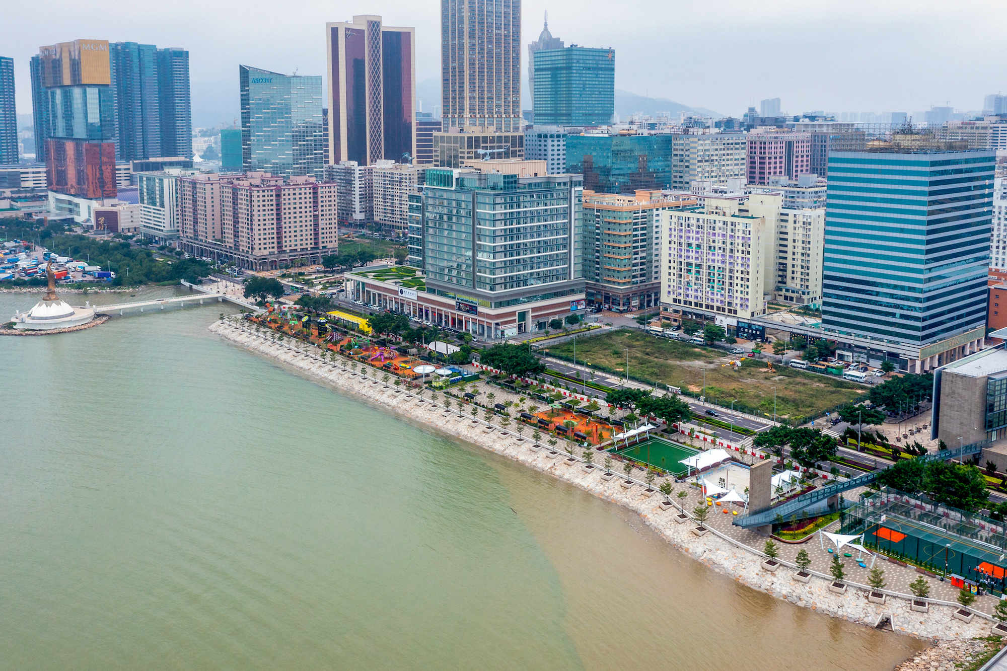 Aerial views of the waterfront park