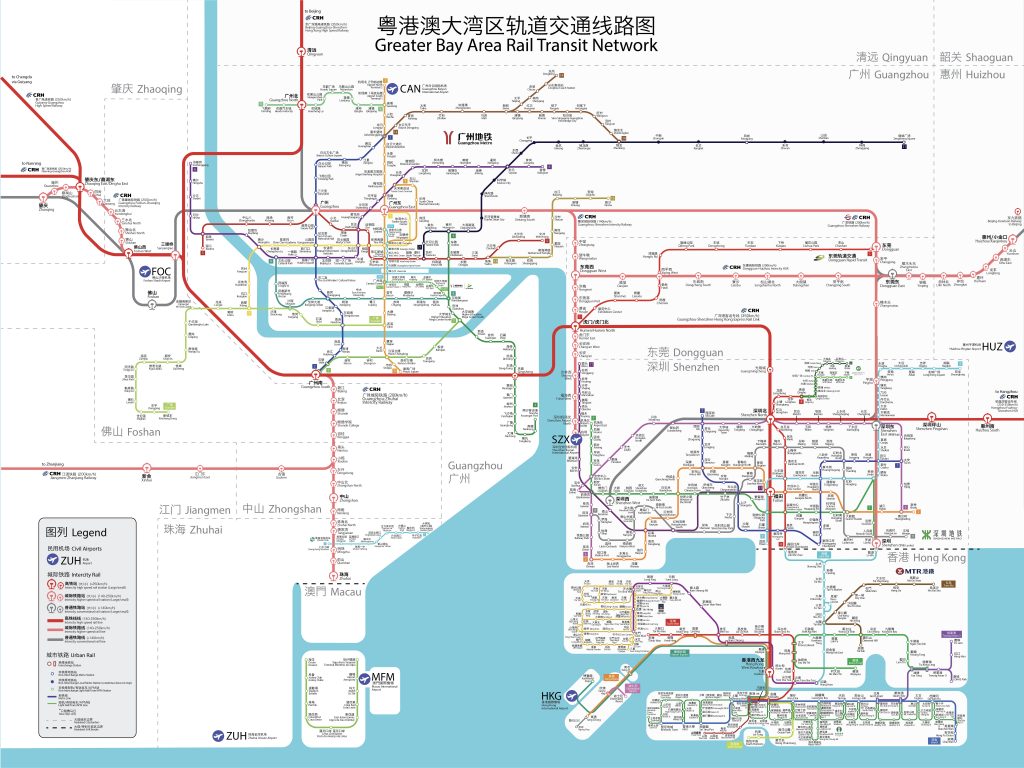 Greater Bay Area Rail Transit Network map