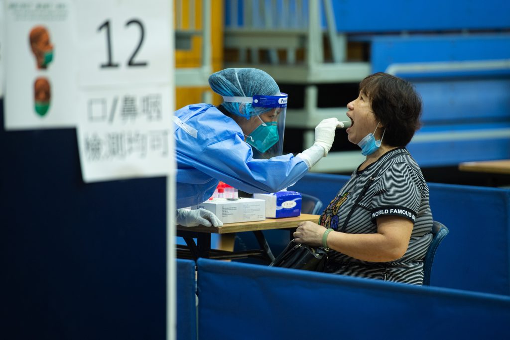 A resident receives a nucleic acid test