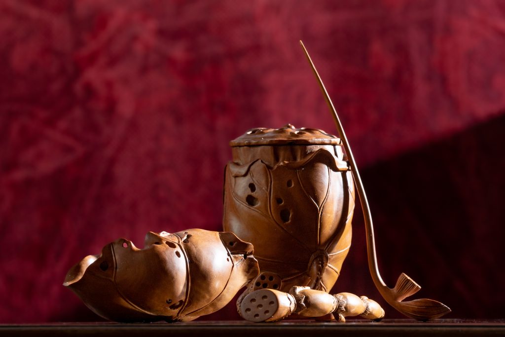 A set of wooden tea tools