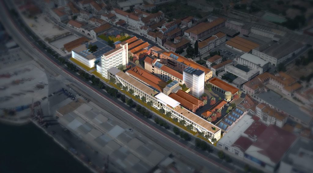A rendering of the Beato Creative Hub which will be an innovation centre for creative and technological companies. The space was formerly an industrial area of the Portuguese Army