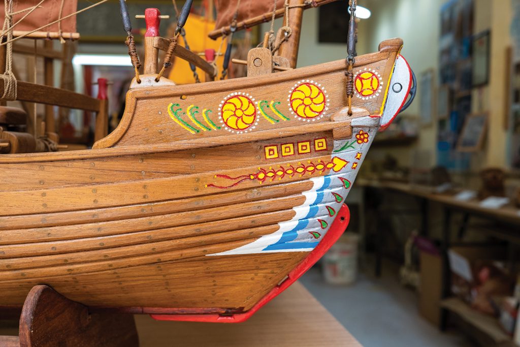 A wooden ship model 