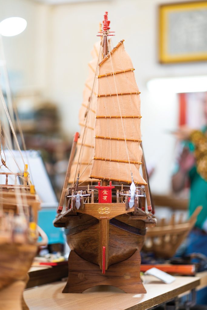 A wooden ship model