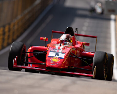 Andy Chang driving to victory