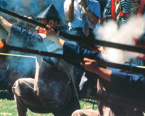 The Portuguese introduced matchlock-style firearms to Japan, which were adapted and reproduced as tanegashima
