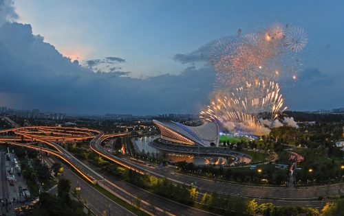Fireworks are seen during the closing ceremony of the 31st FISU Summer World University Games in Chengdu