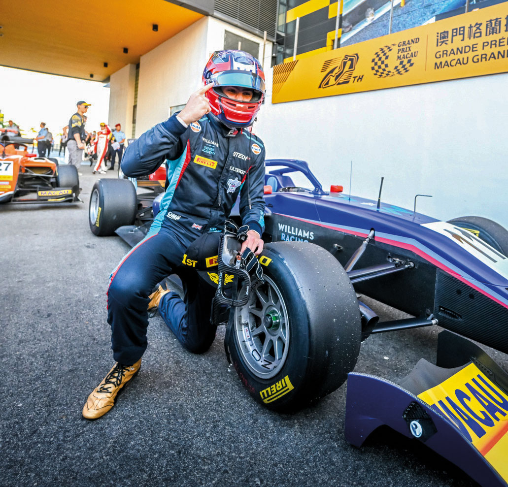 Hitech Pulse-Eight and British driver Luke Browning in delight after winning the Macau Formula 3 Grand Prix