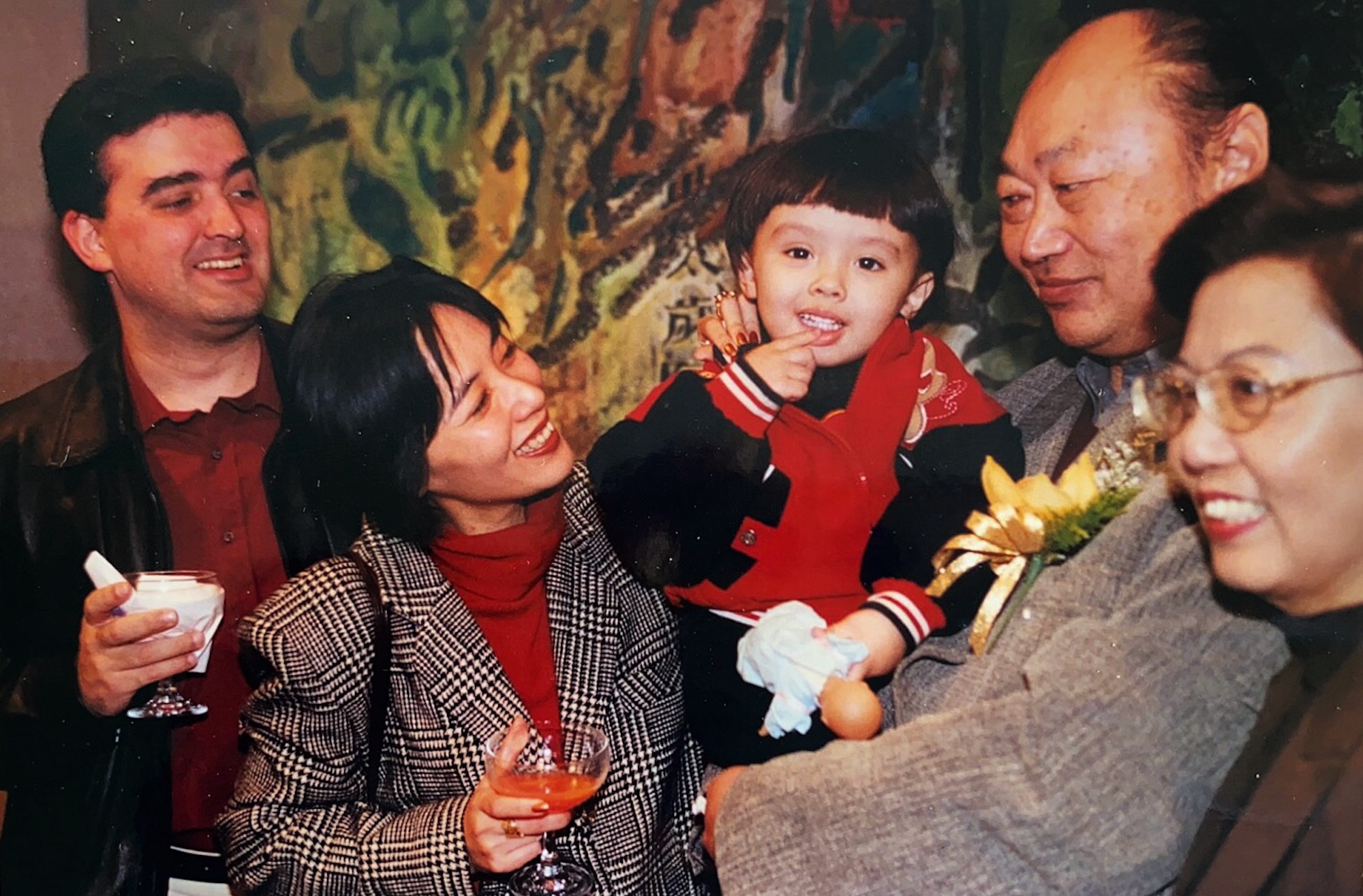 Biscaia pictured as a baby with his parents and maternal grandparents, artist Un Chi Iam and the late artist Mio Pang Fei