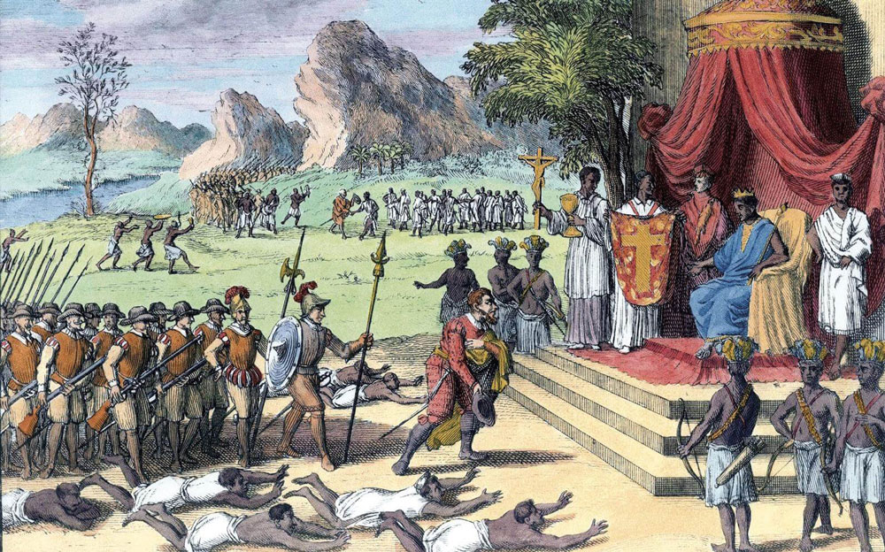 Portuguese troops meet Mbanza Kongo King
