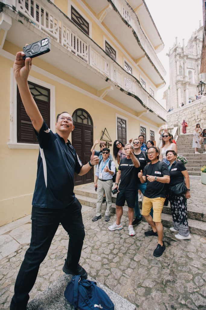 PATA attendees pose for a group photo outside one of Macao’s biggest attractions, the Ruins of St Paul’s