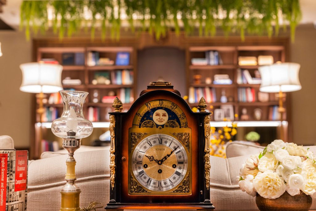 Sio’s collection of antique clocks and telephones are displayed in the lobby and the hallways of the hotel's residential floors