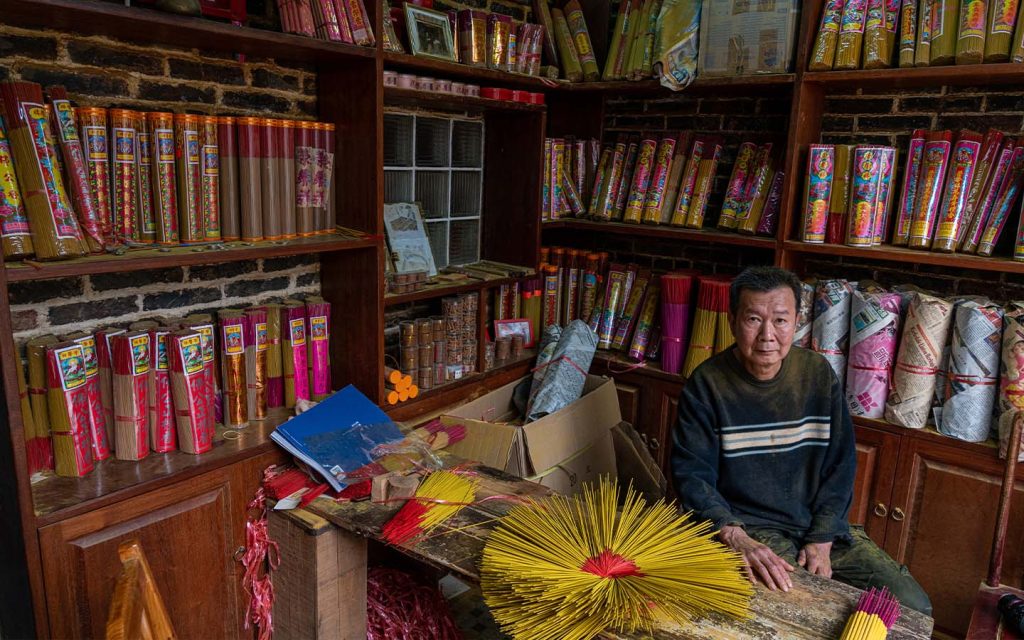 While incense manufacturing is long gone, stores like Tam Kin Hong’s ensure worshippers have the supplies they need