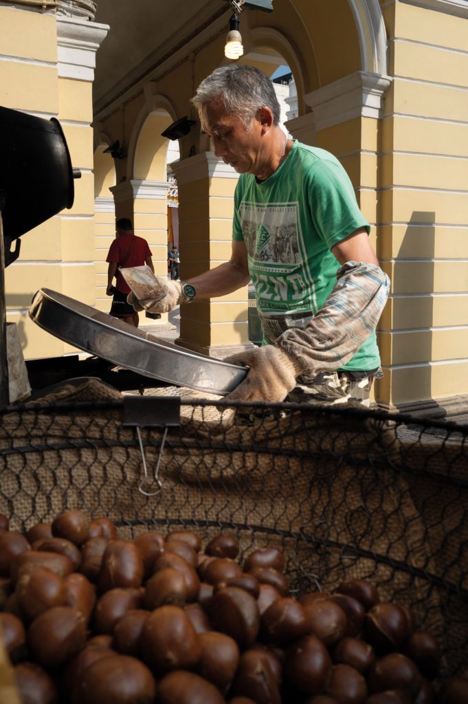 Chao sometimes takes three or four days to identify and prepare the best chestnuts from the hundreds he has bought