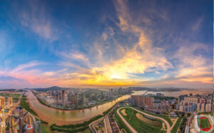 A narrow channel is all that separates Taipa from the mainland island Hengqin