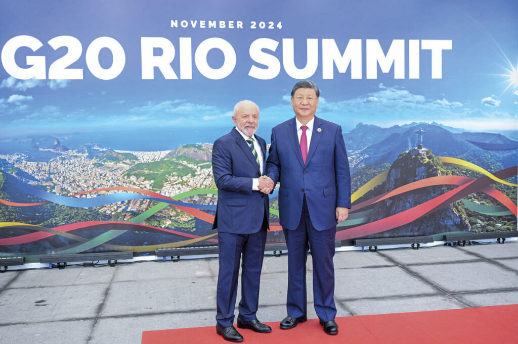 President Xi is welcomed by President Lula da Silva before the start of the 19th G20 Summit in Rio de Janeiro