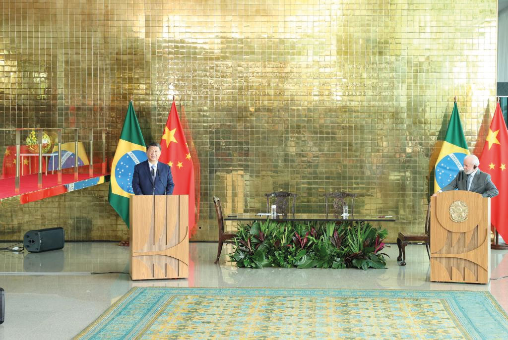 President Xi and Lula jointly meet the press after their talks in Brasilia