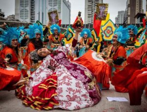 The queen of the Orient Premier Tribe dance troupe beams as her group finishes its performance at Sinulog 2024