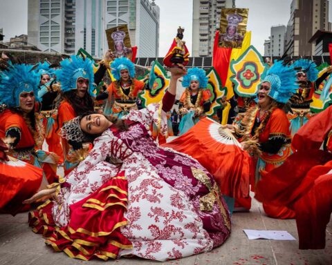 The queen of the Orient Premier Tribe dance troupe beams as her group finishes its performance at Sinulog 2024