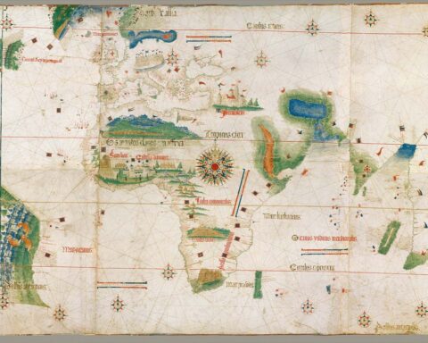 Cantino Planisphere in 1502 is the earliest known map displaying Portuguese discoveries in the east and the west