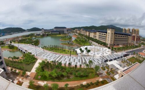 The University of Macau’s current Hengqin campus is spacious, flat and green, in stark contrast with the cramped premises it once occupied in Taipa The University of Macau’s current Hengqin campus is spacious, flat and green, in stark contrast with the cramped premises it once occupied in Taipa