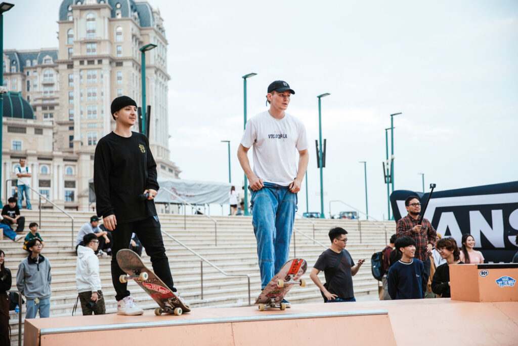 Local skater Diogo de Sousa Silverio (left) is heavily involved in improving the facilities and opportunities available to the city’s up-and-coming skateboarders