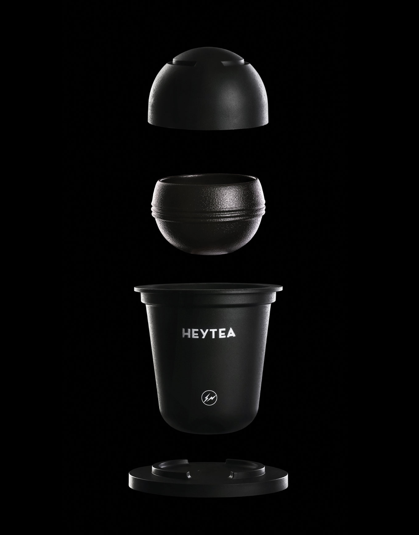 Hey Tea’s reusable black cup is, appropriately, made out of Zence Object’s biodegradable ‘tea plastic’