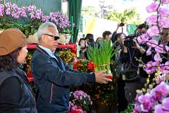Sam toured the Chinese New Year Market at Tap Seac Square with his wife (not pictured)