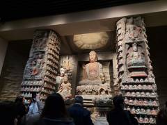 The Zhongshan Grottoes, located at the foot of Shaanxi’s Zhongshan Mountain, are believed to have been built during the Eastern Jin Dynasty between 317 and 420. The grottoes consist of 18 caves and, in the main cave alone, more than 10,000 Buddha statues have been found. This floor-to-ceiling display at the Shaanxi History Museum contains some of those remarkable statues.
