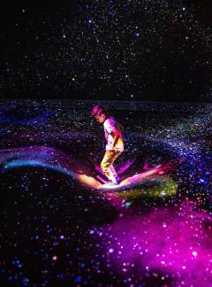 Multi Jumping Universe features a distending, trampoline-like floor to propel you through its miniature galaxy
