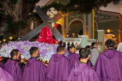 The statue passes Dom Pedro V Theatre as it departs St Augustine’s Church for the Sé Cathedral, where it will remain overnight