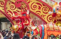 Headed by a 238-metre-long golden dragon