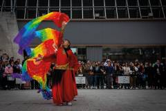 Vibrant dancers in costumes move in unison, their spirits high as they honor the Santo Niño